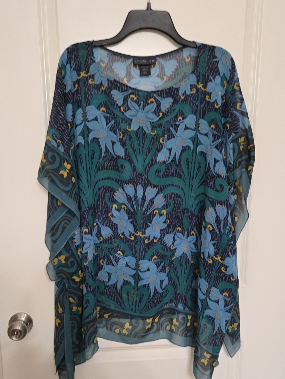 Metropolitan Museum Of Art Teal & Blue Floral Sheer Tunic
